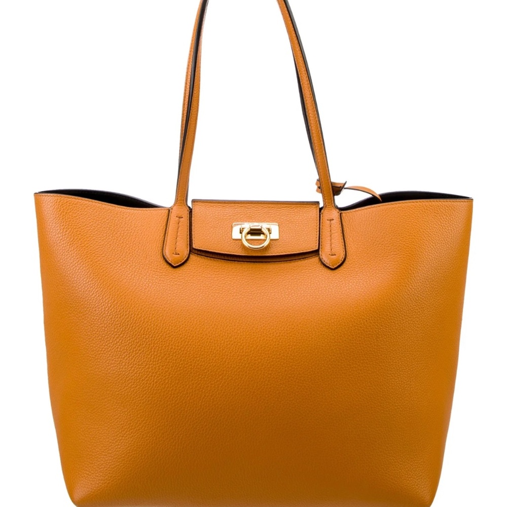 Salvatore Ferragamo Leather Tote Bag with Gancini Clasp